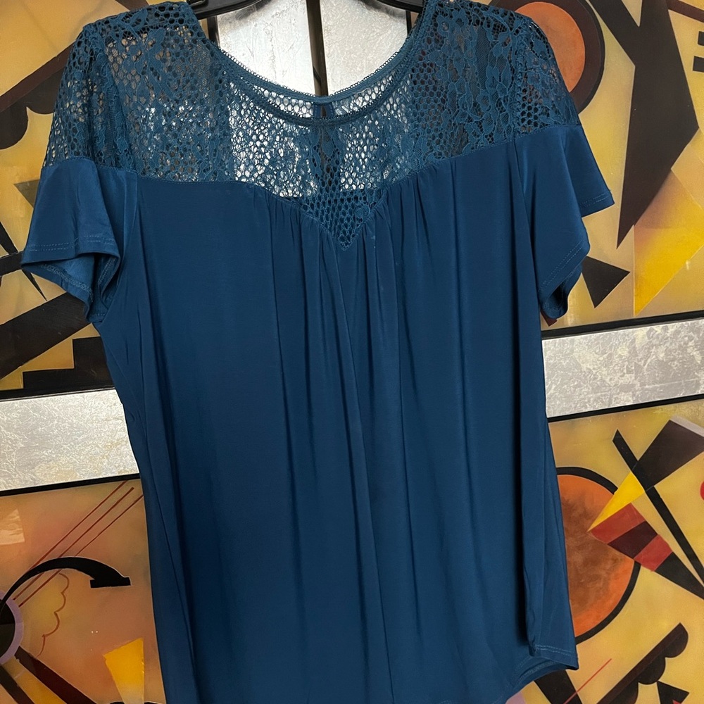 Elegant Teal Lace Women's Top